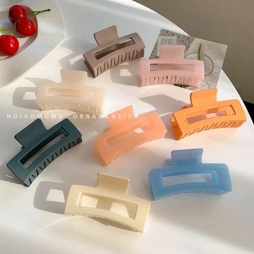Women Hair Claws Crab Soild Color Hair Clips Rectangle Resin Plastic Geometric Hairpins Girl Decoration Gift Hair Accessories