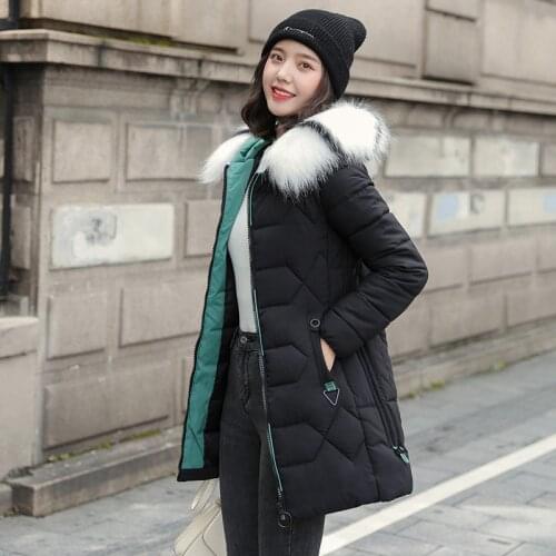 Down jacket women 2020 Padded mid-length color big fur collar thick padded jacket winter coat women parkas female ZJP1911