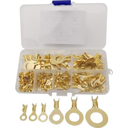 150Pcs/Box M3 M4 M5 M6 M8 M10 Ring Lugs Brass Circular Patch Lug Terminals Crimp Wire Cable Connector Assortment Kit