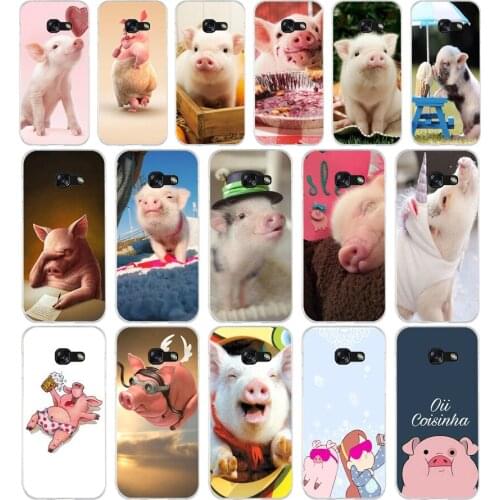 28AA Cute Little Pink Pet Pig Luxury Soft Silicone Tpu Cover phone Case for Samsung A3 A5 A7 A8 2016 2017 2018 A50