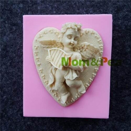 Mom&Pea 1165 Free Shipping Heart & Angel Silicone Mold Cake Decoration Fondant Cake 3D Mold Food Grade