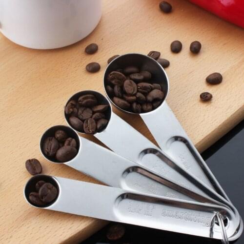 4Pcs Stainless Steel Coffee Spoons Flour Small Measurement Accessories Tea Seasoning Multiple Size Measuring Spoon Kitchen Tools
