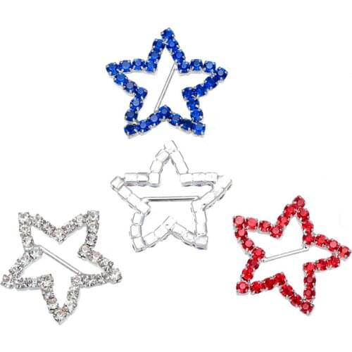 Free shipping 10PCS 24mm star crystal rhinestone buckle 3/8 inch bar for wedding invitation card decoration(BCL-3033)
