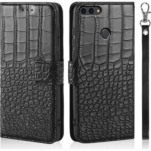 DOREXLON Crocodile Leather Phone Case for Huawei Y9 2018 Enjoy 8 Plus FLA-AL00 Flip Stand cover for Huawei Y9 2018 phone case