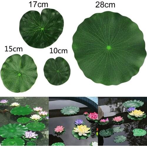 2Pcs Artificial Floating Lotus Leaves Fake Foliage Plant Garden Pond Pool Decor
