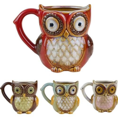 Coffee Mug Funny Cute Owl Ceramic Cup Coffee Mug Set For Women & Girls Gifts 4 Optional Owl Colors Home Decoration Ornaments