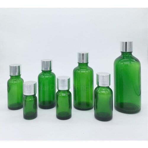 5ml/10ml/15ml/20ml/30ML/50ml/100ml Green Glass Bottle Vials Essential Oil Bottle With Silvery Screw Cap Perfume Bottle
