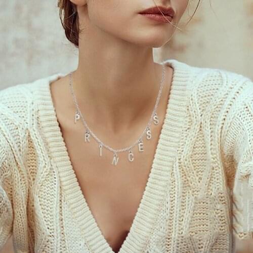 Princess Angel Baby Letters Pendant Simple Design Omg Daddy Boo Necklace Silver Plated Chain Necklace Christmas Gift for Her