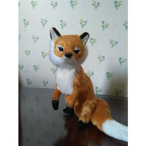About 14x8x18cm look-out fox model polyethylene & furs handicraft, home decoration Xmas gift s52