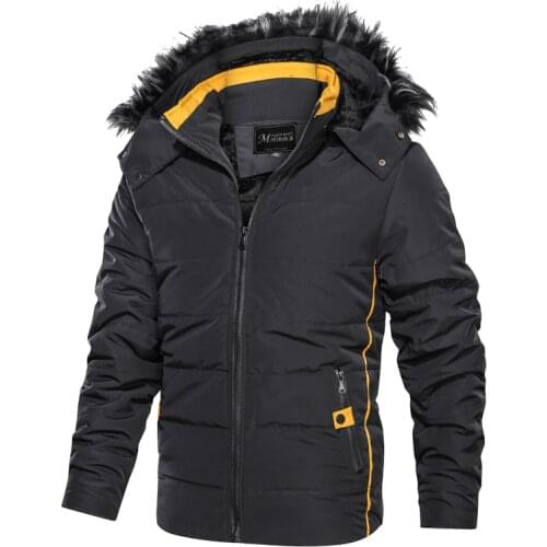 Pop winter men casual hooded parka men Vogue patchwork slim fit coat thick warm hommes zipper jacket Hooded Wool collar coat