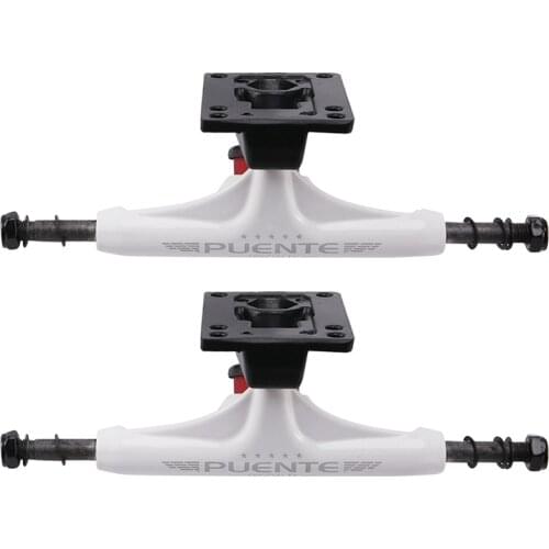 PUENTE 2Pcs 5 Inch Aluminum Trucks Skateboard Drift Board Bracket Fish Board Long Board Steering Bracket-(White)