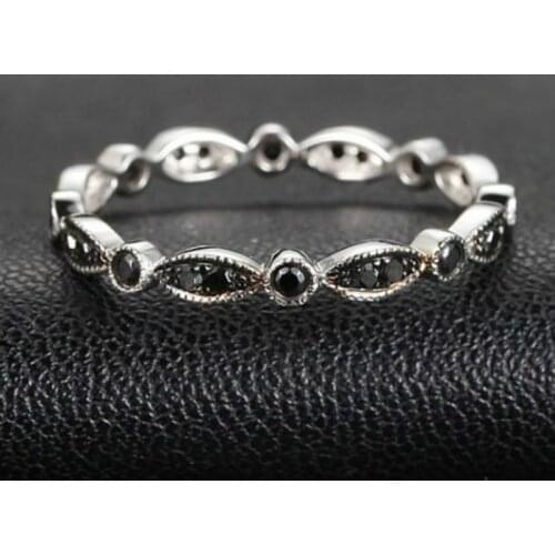 Gorgeous Women Jewelry White / Black Zircon Bridal Rings for Wedding Engagement Set Gifts