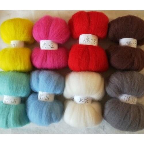 WFPFBEC felt wool roving merino wool felt kit needle for feling wool fibre for felting doll set 80g 10g/color total 8 colors