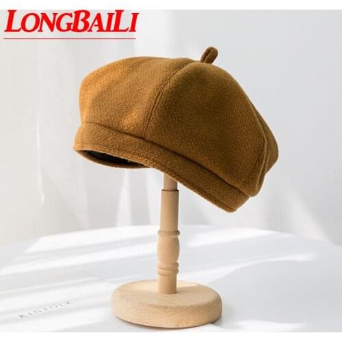 LongBaiLi Autumn Leisure Women Felt Beret Hats Octagonal Caps SHDB035