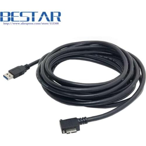 15ft 5m Micro B USB 3.0 Left Angled 90 Degree Cable 5 meters With Locking Screws