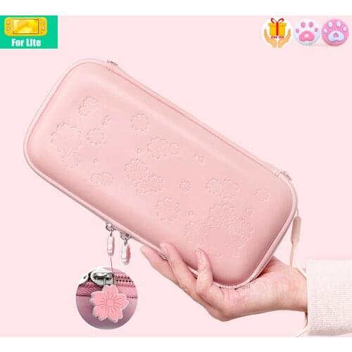 2021 Pink Travel Carrying Case for Nintendo Switch Lite Accessories Hard Portable Protective WaterProof Shell with Wrist & Strap