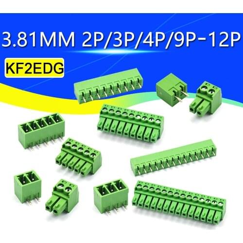 3.5MM KF2EDG3.81 PCB Screw Terminal Block Connector PLUG PIN HEADER SOCKET Right Angle 2/3/4/5/6/7/8/9/10/12/14/16