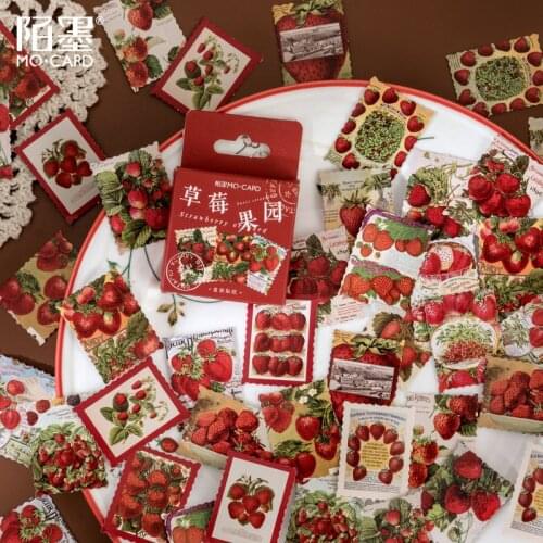 46Pcs Cute Strawberry Orchard Mini Sticker Diy Decoration Diary Scrapbooking Journal Planner Label Stickers Aesthetic Stationery