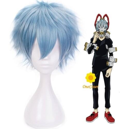 Anime My Hero Academia Shigaraki Tomura Cosplay Short Blue Wig Boku no Hero Academia Heat-resistant Fiber Hair + Wig Cap