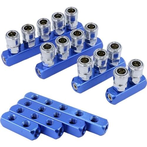 Compressor Fittings 1/4 Quick Connector Air Gas Distributor Pneumatic Fitting C Type Coupler Manifold Multi Splitter Pump Tool