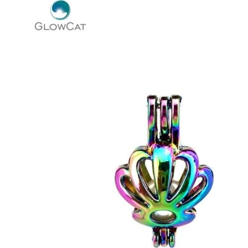 C598 5pcs/lot Rainbow Color lovely Flower Pearl Beads Cage Locket Pendant Pearl Locket Fairytale Party