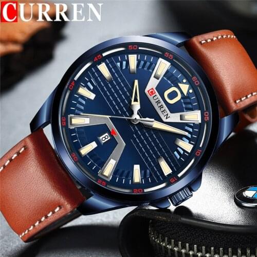 CURREN Sport Men Watch Top Luxury Brand Military Army Business Waterproof Male Clock Genuine Leather Quartz Man Wristwatch 8379