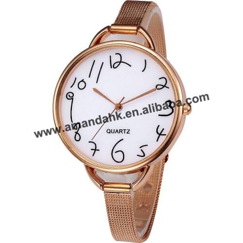 Fashion alloy belt watch reticularis watchband cute number quartz watch female form mens watch hot sale women men watches