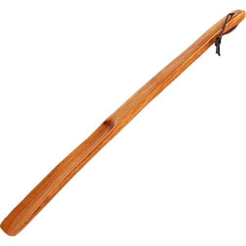 Home Wooden Shoe Horn Stick Long Handle For Seniors Ergonomic Lifter Easy On Off Hanging Loop Professional Accessories Portable