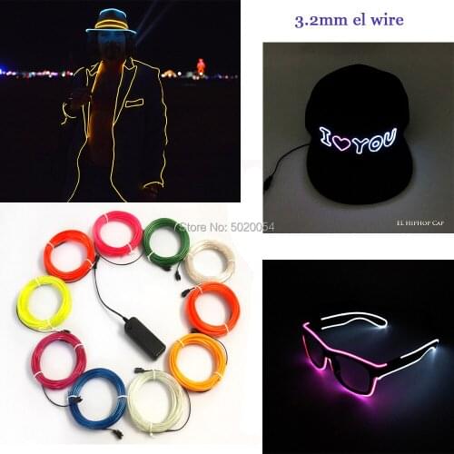 GZYUCHAO EL 3.2mm Waterproof LED Cable Car Lights Shoes Clothing Decor Flexible EL Wire Rope Tube Neon Light