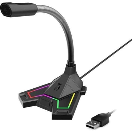 For PC Laptop 1pc High Quality Gaming 360 Degree Omnidirectional Microphone Portable USB Desktop RGB Luminous Mic Pohiks