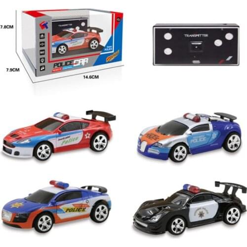 RC Car 20Km/h 1:58 Police Mini car 4Colors 3 Styles Radio Remote Control Car 2 Frequencies Shining Light Sound Gift For Children