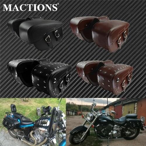 Motorcycle PU Leather Saddlebag Side Bags Tool Luggage Storage Bags For Harley Sportster 1200XL 883 For Honda shadow For Yamaha