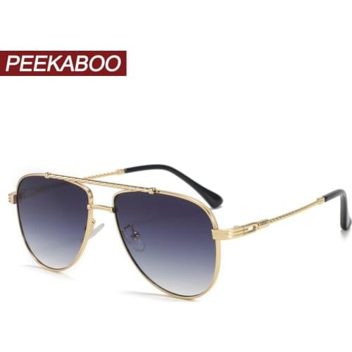 Peekaboo big frame sunglasses for men double bridge full metal gold retro sun glasses for women uv400 male high quality 2022