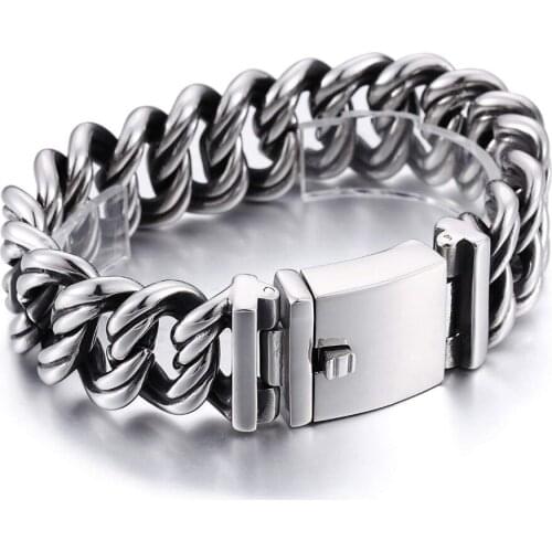 Mens bracelet Titanium Stainless steel Biker Link bracelet polished silver,8.6inch bracelet free shipping