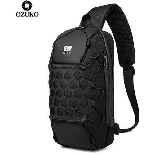 OZUKO Chest Bag Anti Theft Crossbody Bag for Mens USB Charge New Men Sling Bag Outdoor Male Chest Pack Short Trip Messenger Bags