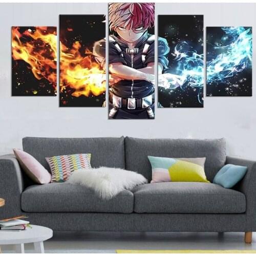 Canvas Print My Hero Academia Wall Art 5 Piece Todoroki Shoto Cartoon Character Picture Anime Poster Home Decor Modular Painting