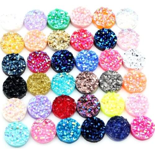 New Fashion 40pcs 8mm 10mm 12mm Mix AB Colors Natural ore Style Flat back Resin Cabochons For Bracelet Earrings accessories