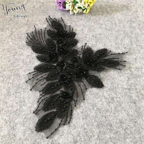 Brand new ABS pearl Dress pattern Embroidery 3D flower Neckline Applique Venise Lace Collar Sewing DIY Clothing Accessory YL1527