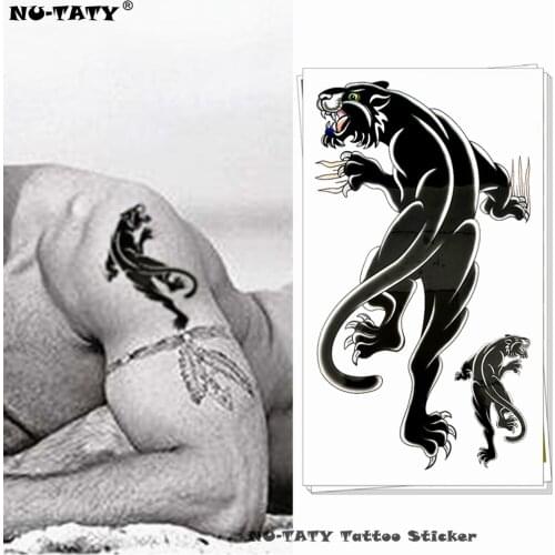 Nu-TATY Fierce Black Leopard Temporary Tattoo Body Art Flash Tattoo Stickers 17*10cm Waterproof Fake Tatoo Car Styling Sticker