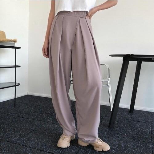 Obrix Solid Color Female Autumn Spring Pants Soft Wide Leg Type High Waist Loose Trousers For Women