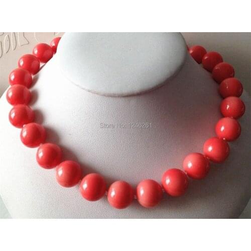 Pretty 12mm Pink Sea Shells Pearl Round Necklace Hand Made Rope Chain Beads DIY Fashion Jewelry Making Natural Stone (MinOrder1)