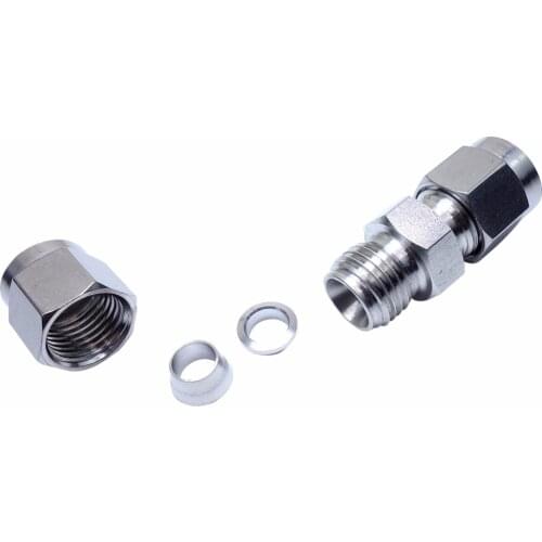 2pcs 10 mm OD Equal Double Ferrule Tube Fitting Straight Union Connector Stainless Steel 304
