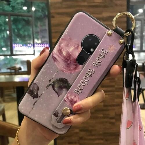 Silicone New Arrival Wrist Strap Phone Case For Nokia 6.2 / 7.2 Phone Holder Dirt-resistant Flower Series Cover Fashion Design