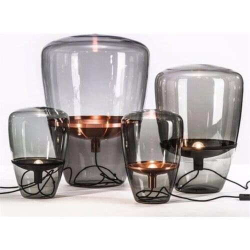 Nordic high quality glass desk lamps modern bedside table lamp smoke gray Dry color Transparent color LED E27 EU US 85-265V