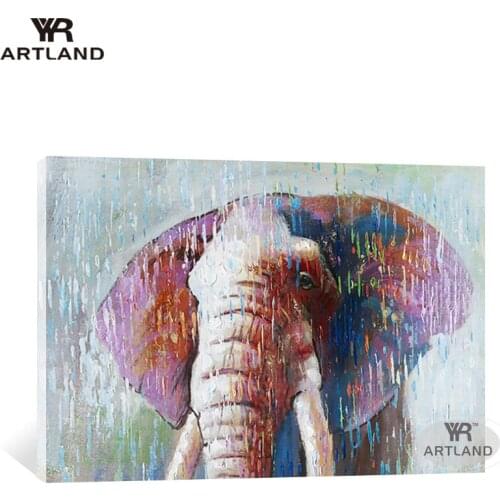 Modern wall decorations Hand-painted abstract animal colorful elephant oil painting wall hanging picture for living room unframe