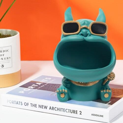 Cool Dog Statue Resin Big Mouth Dog Storage Box Candy Key Phone Organizer Desktop Storage Container Home Decor Room Ornaments