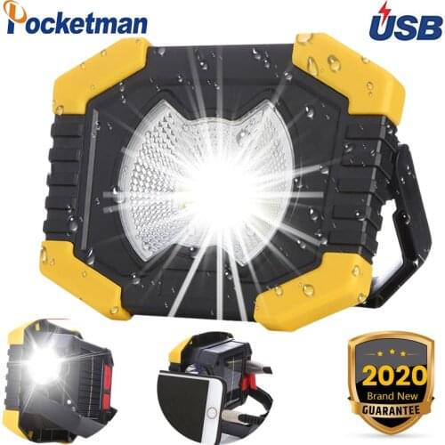 100W Led Work Light Lanterns With Built-in Battery 180 Degrees Adjustable Spotlight Rechargeable Searchlight Camping Lamp Led
