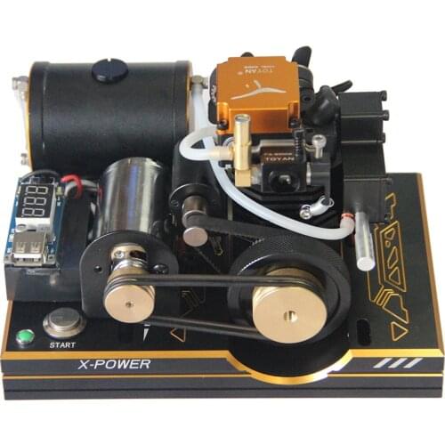 TOYAN Single Cylinder 4-stroke Methanol Engine 12V One-button Start Generator Model with Mobile Phone Charging Digital Displayer