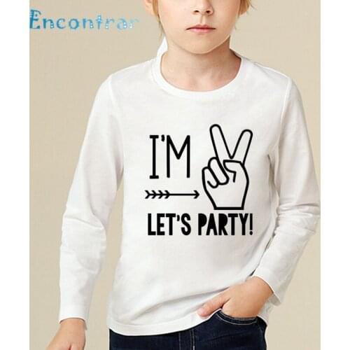 I'm 1/2/3/4/5 Lets Party Pattern Funny Kids T shirt Boys/Girls Long Sleeve Tops Baby Birthday Number Print T-shirt,LKP5214