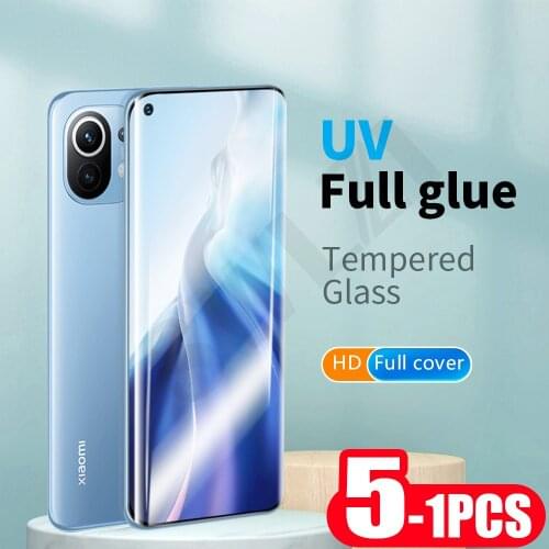 5-1Pcs UV Glass for Xiaomi Mi 10 Pro 11 Ultra 10S Phone Screen Protector CC9 pro note 10 Lite UV Tempered Glass protective film